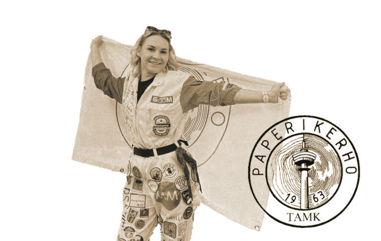 Paperikerho ry:n puheenjohtaja Emilia Hiltunen katsoo kohti kameraa.